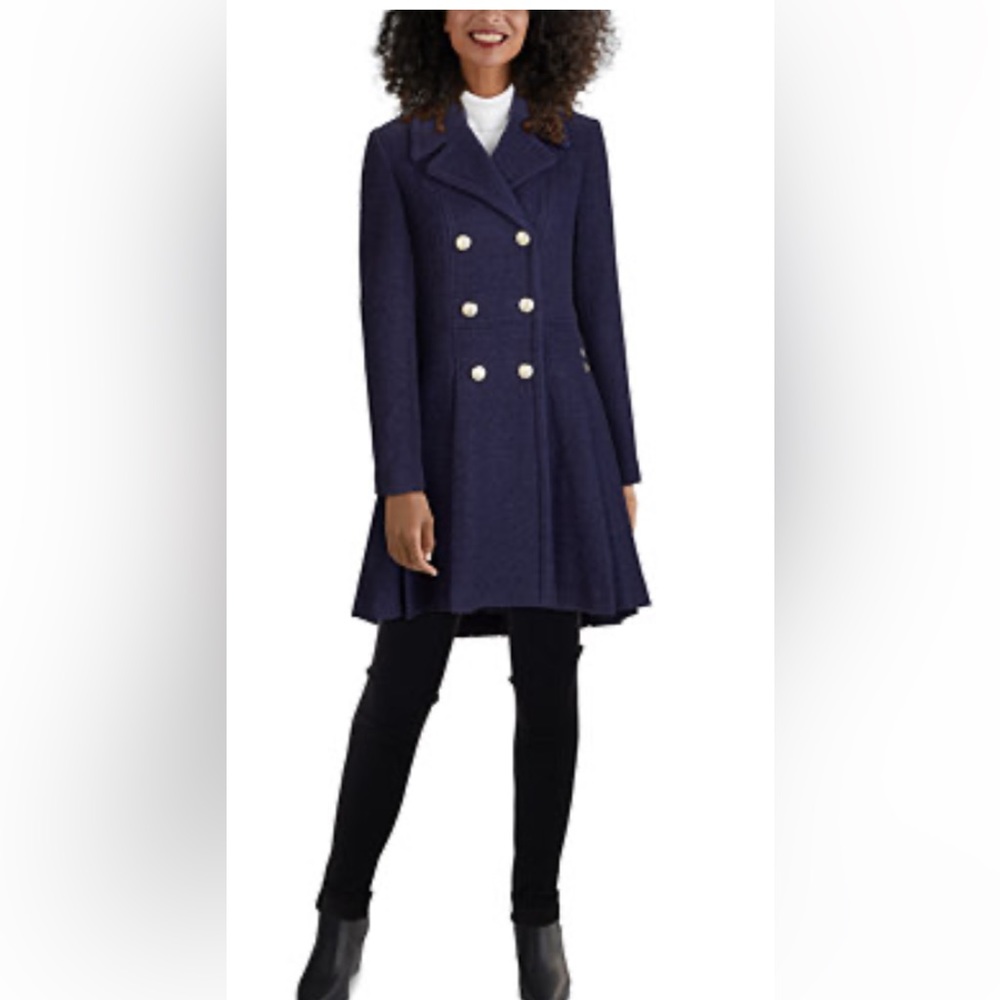Guess double breasted skirted coat